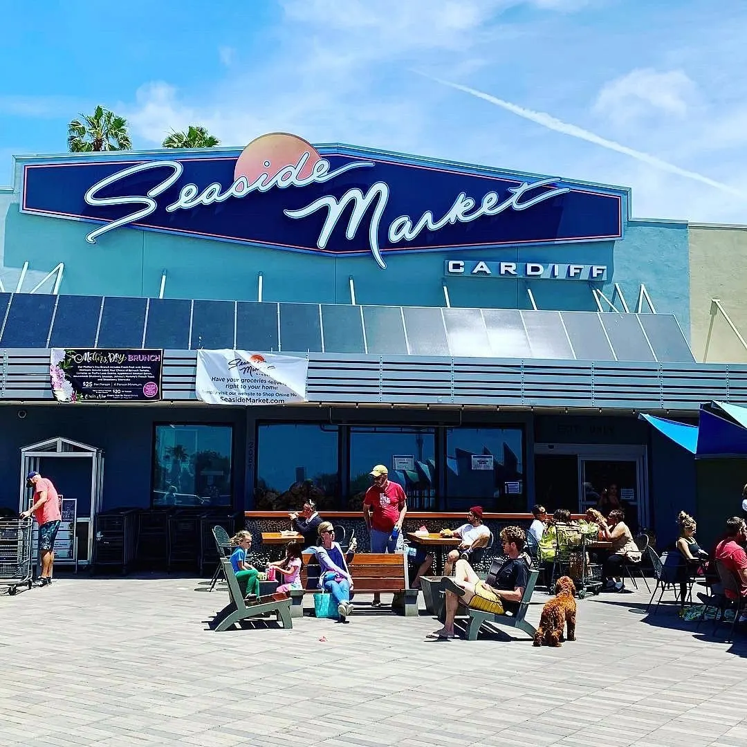 The Seaside Market storefront in Cardiff-by-the-Sea on a clear day