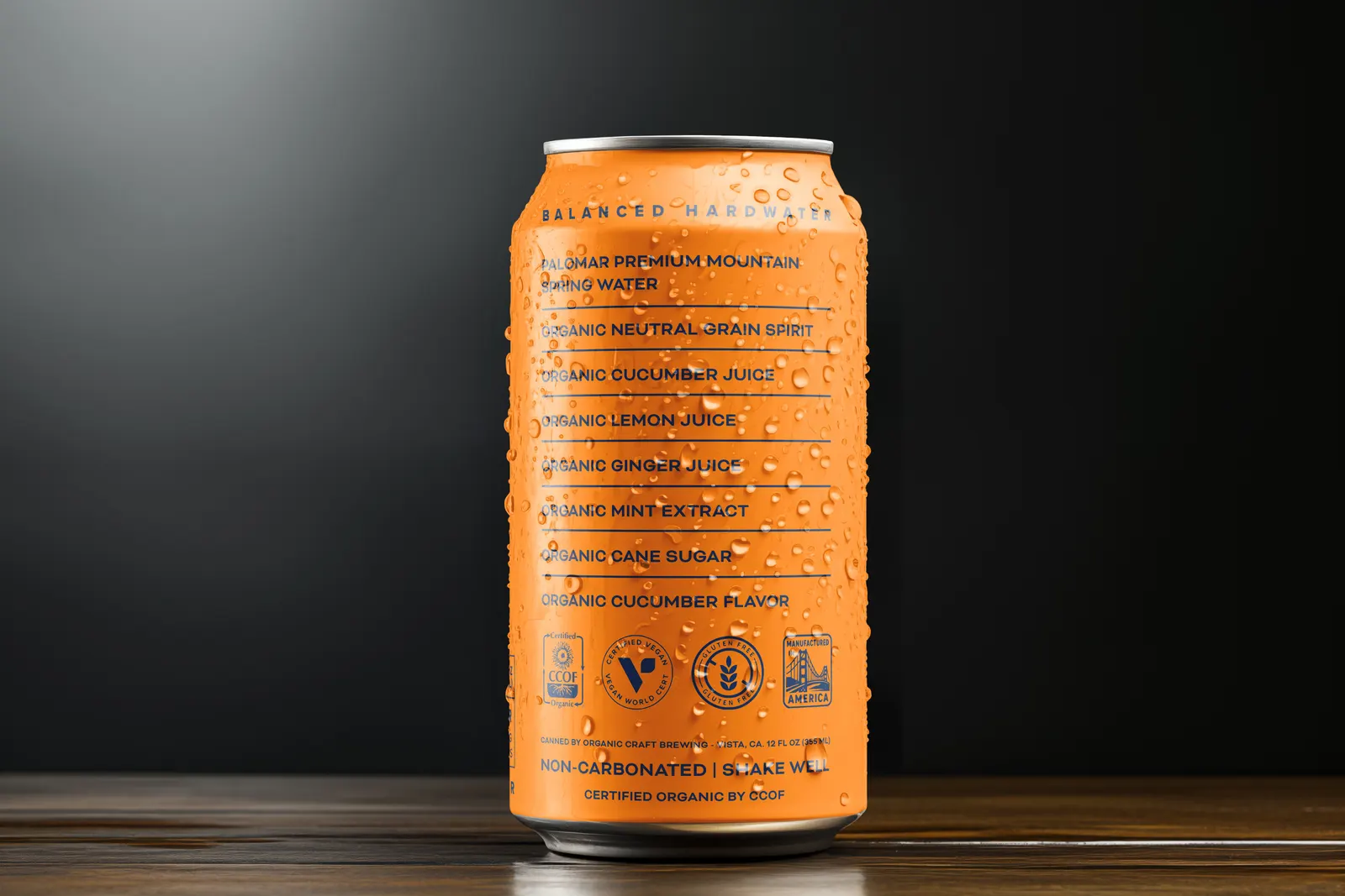 The back of a Minted Sol can showing the full organic ingredient panel